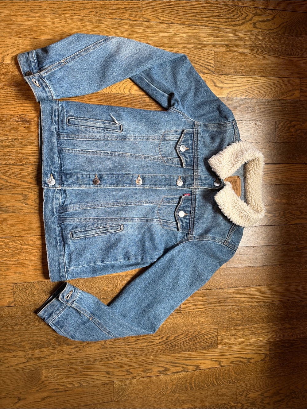 Levi's Light Blue Denim Jacket with Cream Sherpa Collar